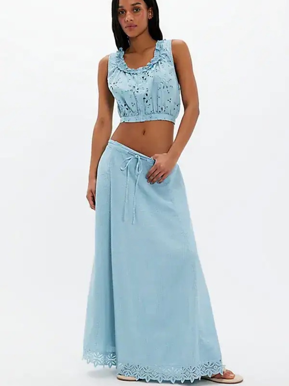 Free People Light Blue Madelyn Cotton Maxi Skirt Set